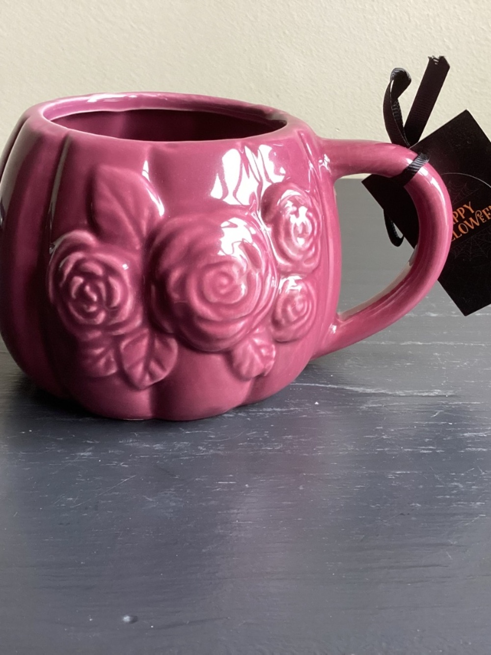 NWT Cobwebs & Cauldrons Ceramic 3D Embossed Plum Color 22oz Mug New - Picture 3 of 5